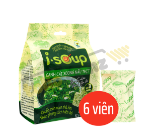 Túi 6 viên canh ăn liền iSoup: cải xoong nấu thịt 7g