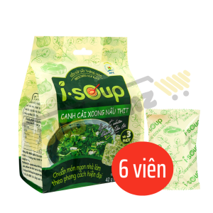 Túi 6 viên canh ăn liền iSoup: cải xoong nấu thịt 7g